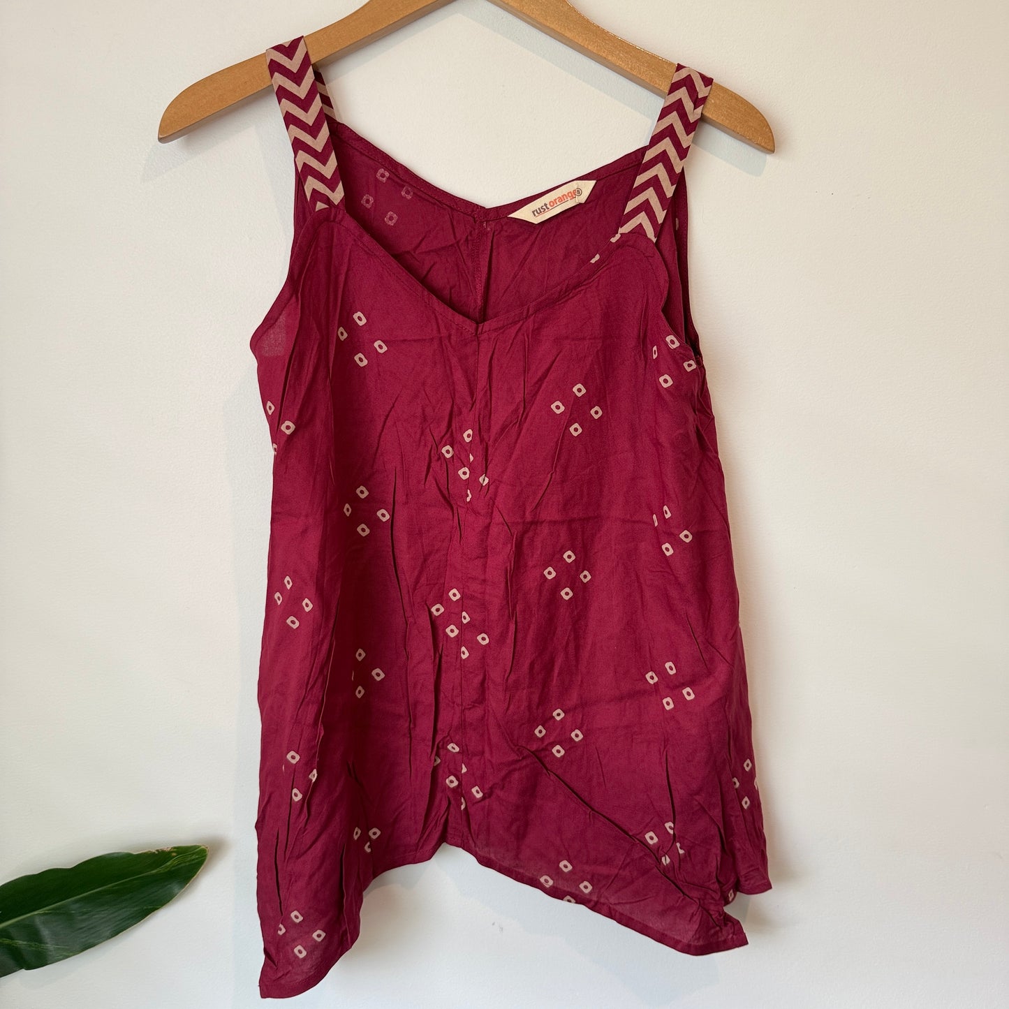 Rust Orange Size S Red Patterned Top