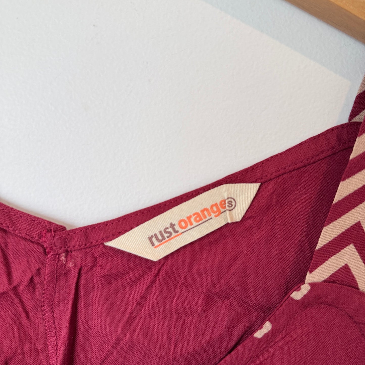 Rust Orange Size S Red Patterned Top