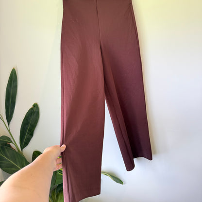 Zara Size 10 Brown High-Waisted Wide-Leg Trousers