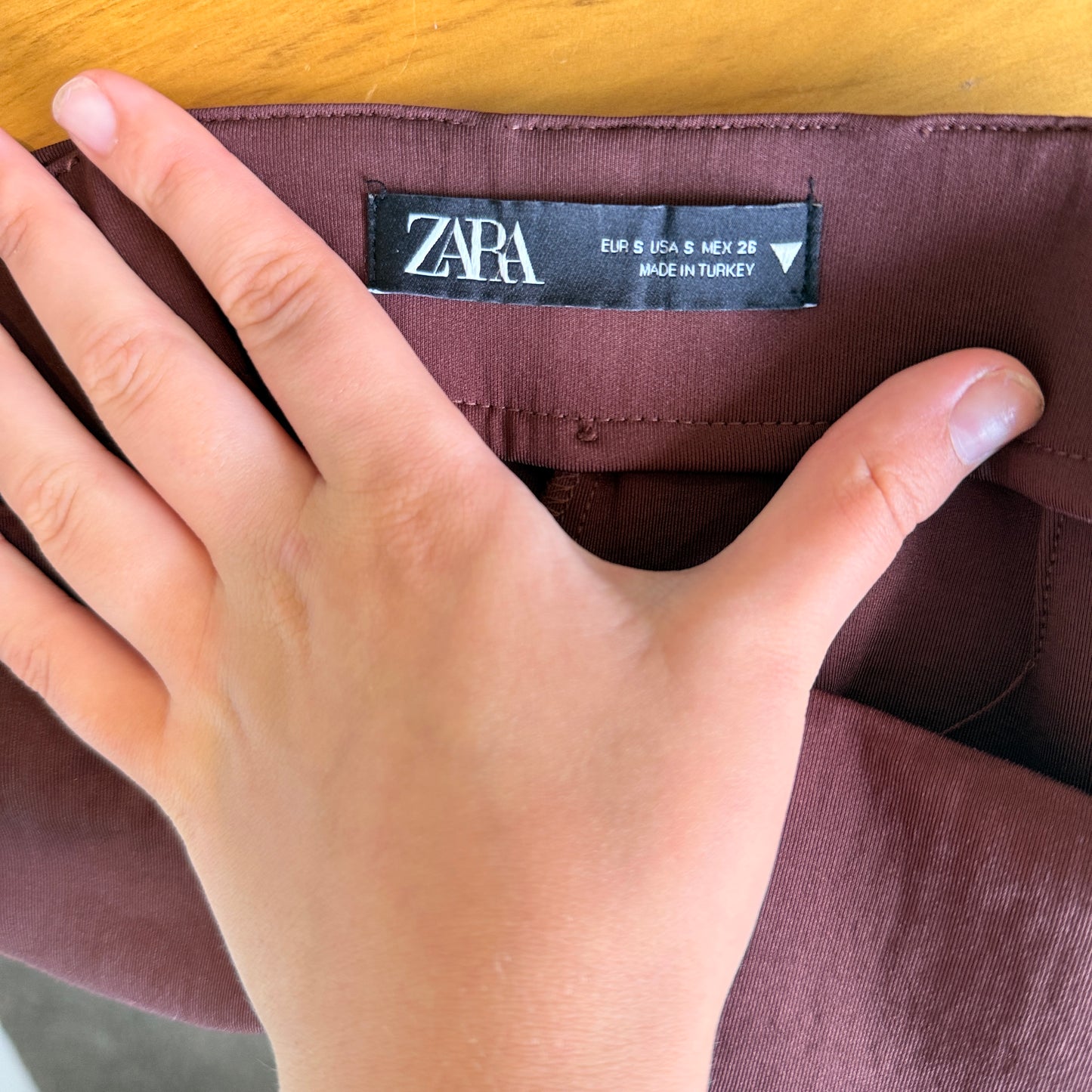 Zara Size 10 Brown High-Waisted Wide-Leg Trousers