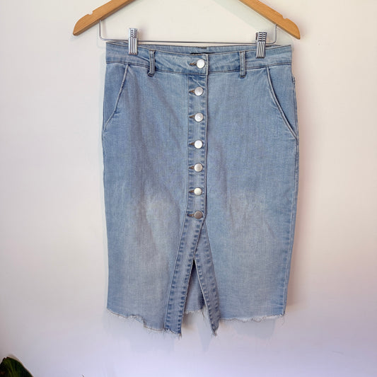 Sass Size 10 Midi Button Denim Skirt