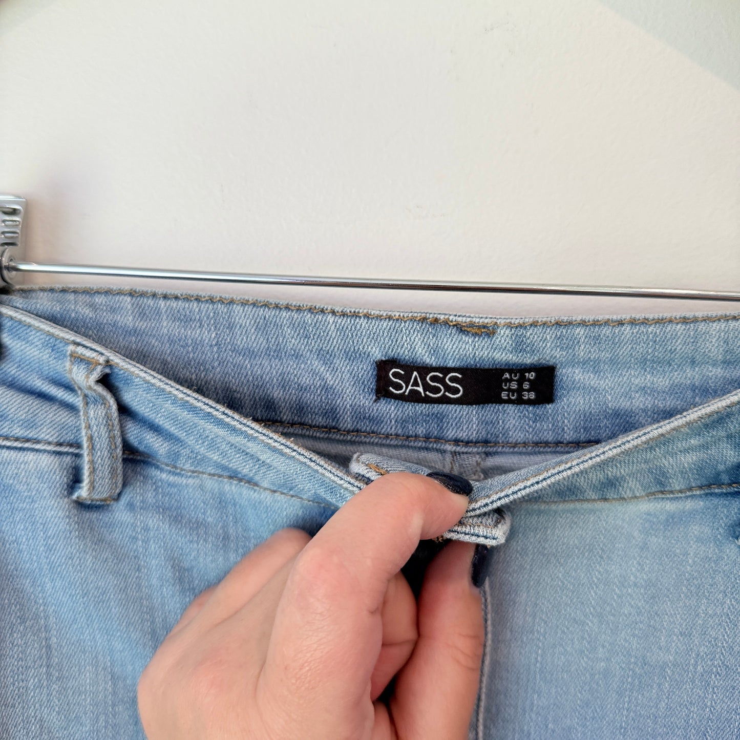 Sass Size 10 Midi Button Denim Skirt