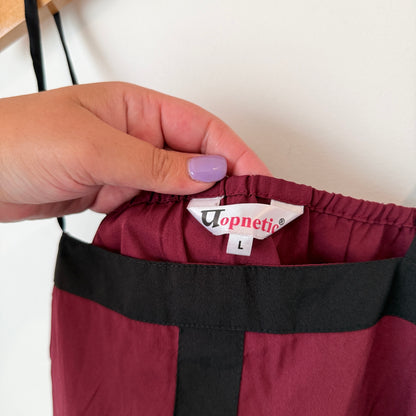 Popnetic Size L Burgundy Solid Peplum Top