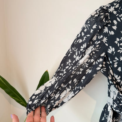 Faballey Size M Floral Print One-Shoulder Peplum Blouse