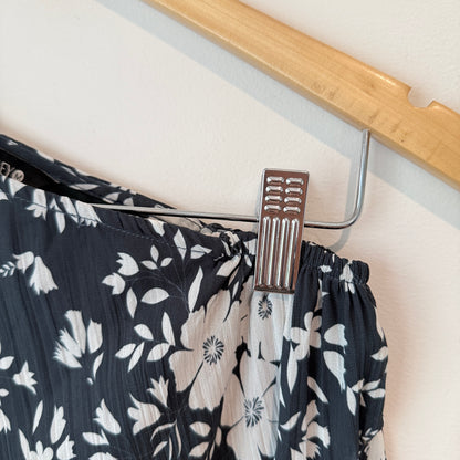 Faballey Size M Floral Print One-Shoulder Peplum Blouse