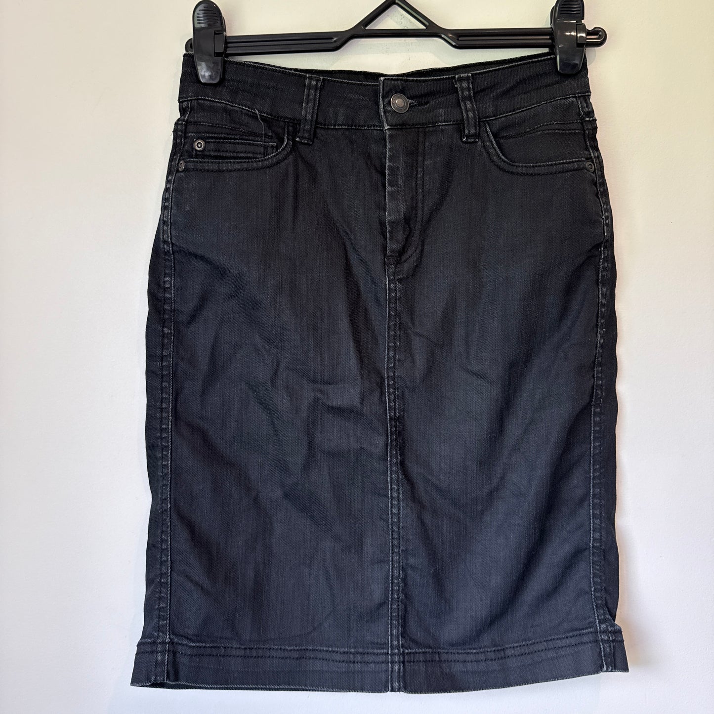 Comptoir Des Cottonniers Size 36 Black Denim Midi Skirt