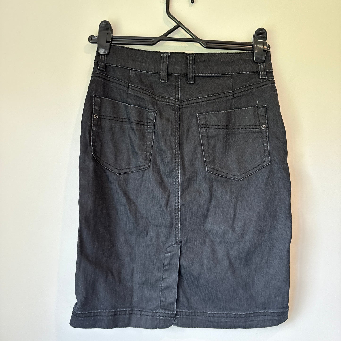 Comptoir Des Cottonniers Size 36 Black Denim Midi Skirt