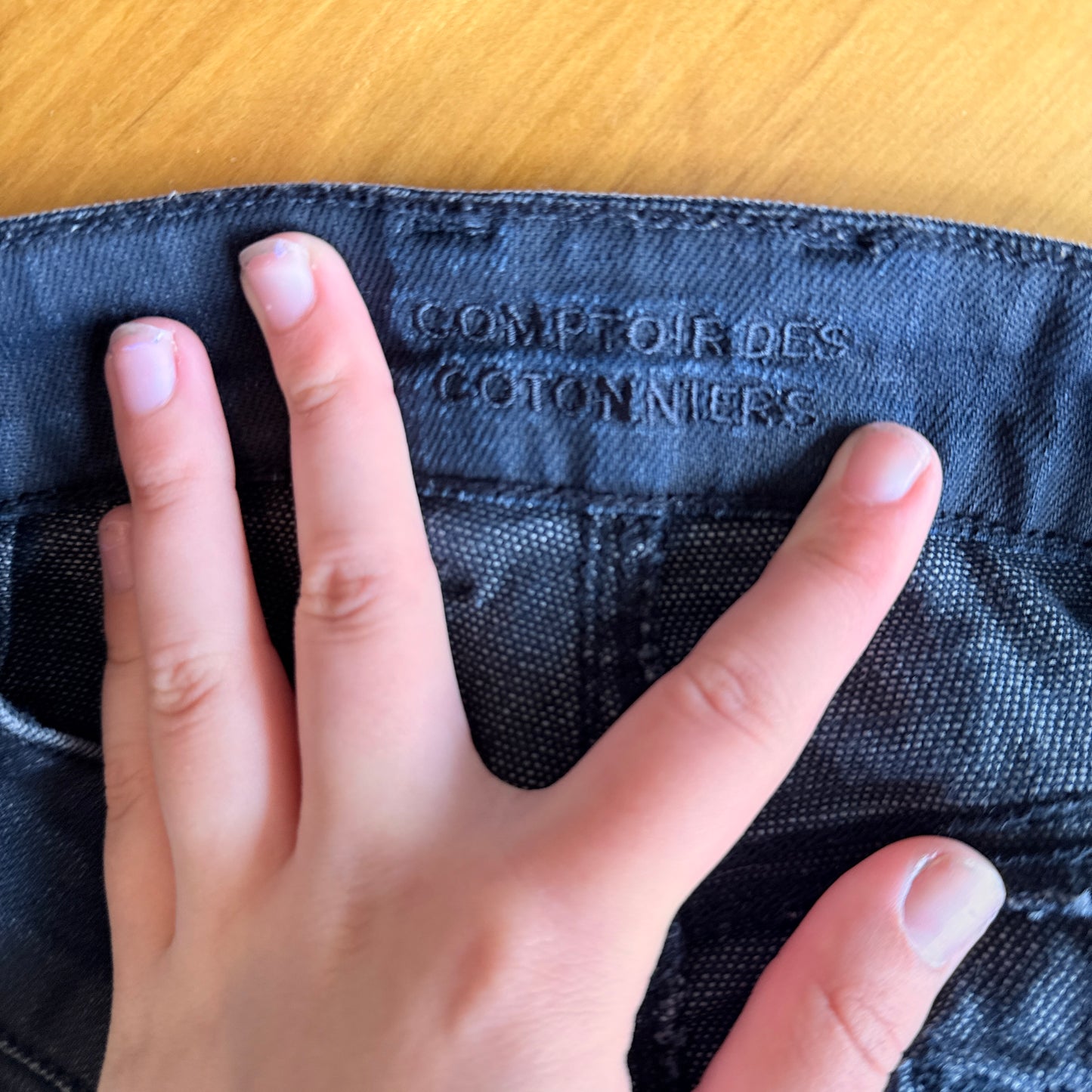 Comptoir Des Cottonniers Size 36 Black Denim Midi Skirt