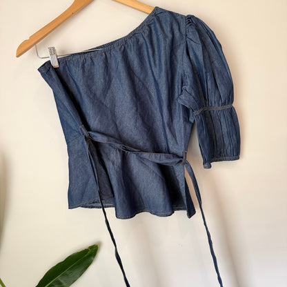 Street9 Size M One-Shoulder Denim Top