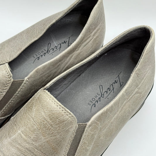 Intrigue Shoes Taupe Leather Slip-On Wedge Loafers Size 40
