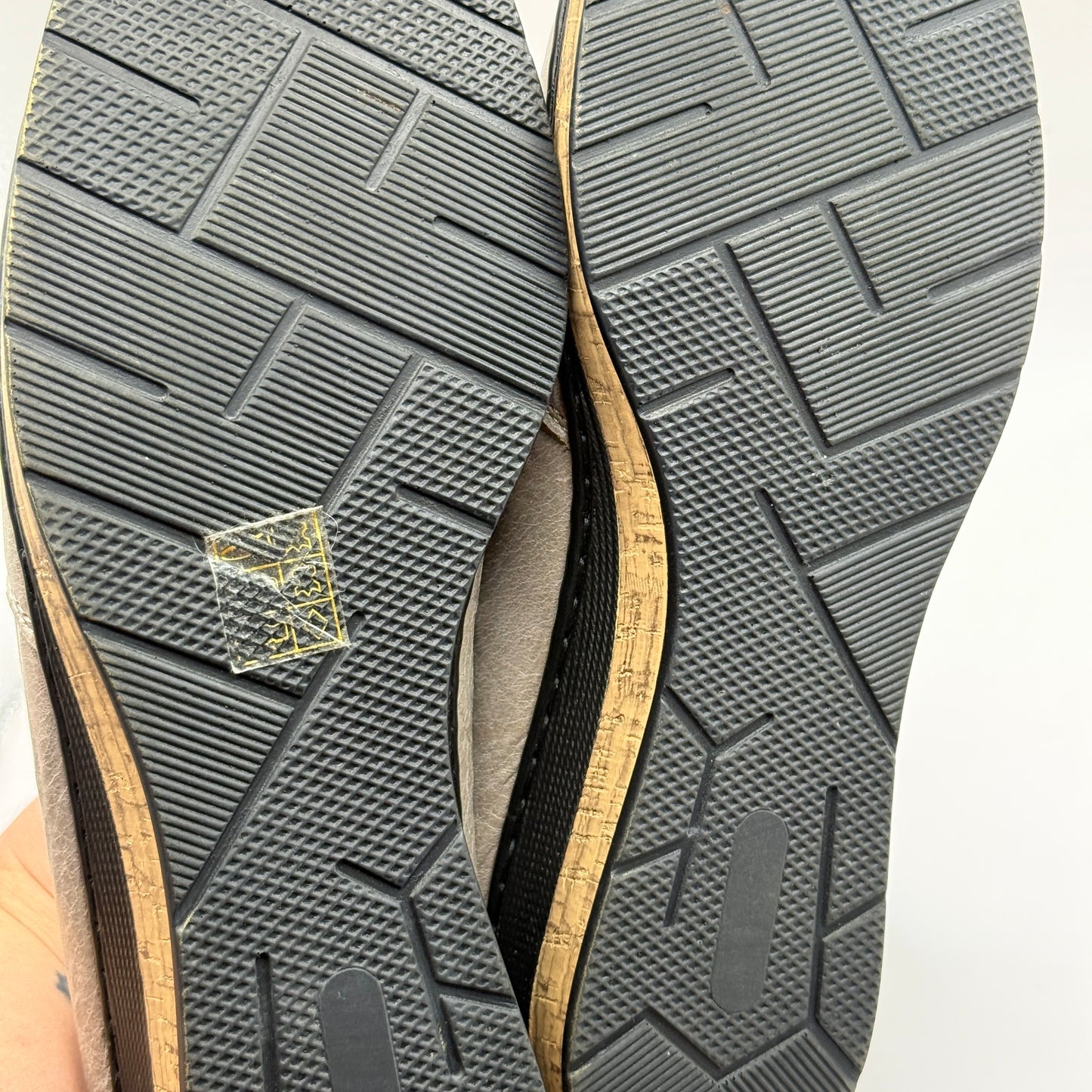 Intrigue Shoes Taupe Leather Slip-On Wedge Loafers Size 40