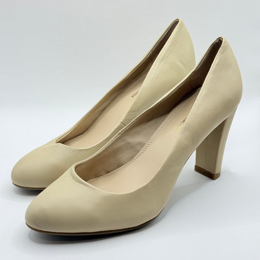Isabella Anselmi Nude Leather Block Heel Pumps Size 40