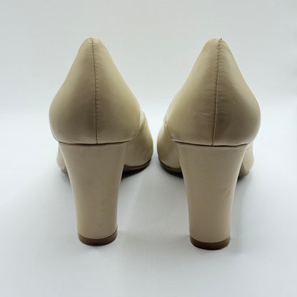 Isabella Anselmi Nude Leather Block Heel Pumps Size 40
