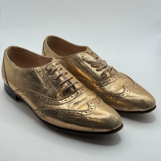 J.Crew Metallic Gold Leather Wingtip Brogues - Size 6.5