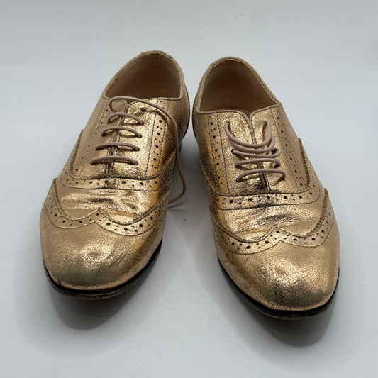 J.Crew Metallic Gold Leather Wingtip Brogues - Size 6.5