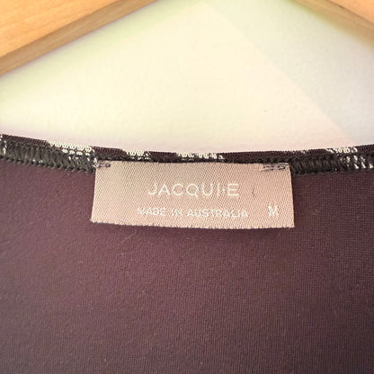 Jacquie Black & Cream Print Dress - Size M (14-16 fit)
