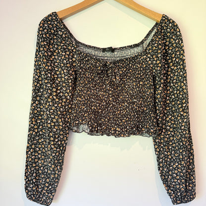 Jay Jays Floral Long Sleeve Crop Top - Size S