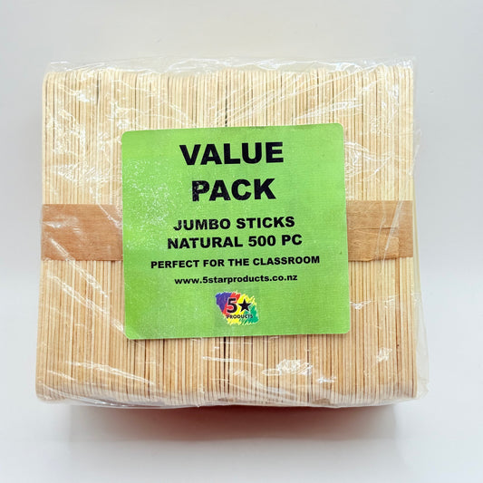 5Star Jumbo Wooden Craft Sticks Value Pack (500 pc)