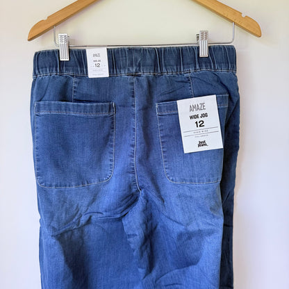 Just Jeans Amaze Wide Jog Pants Pacific Blue Size 12