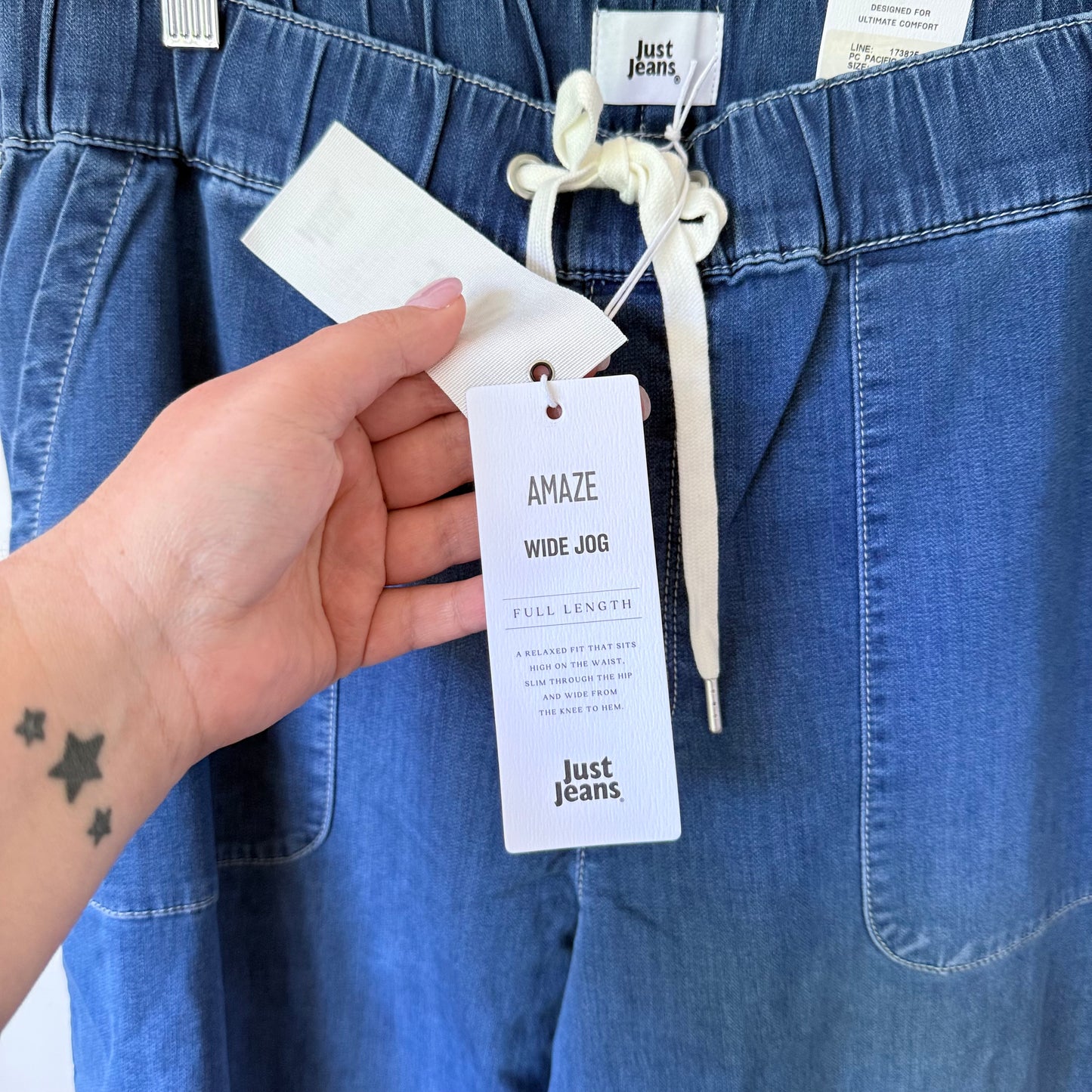 Just Jeans Amaze Wide Jog Pants Pacific Blue Size 12