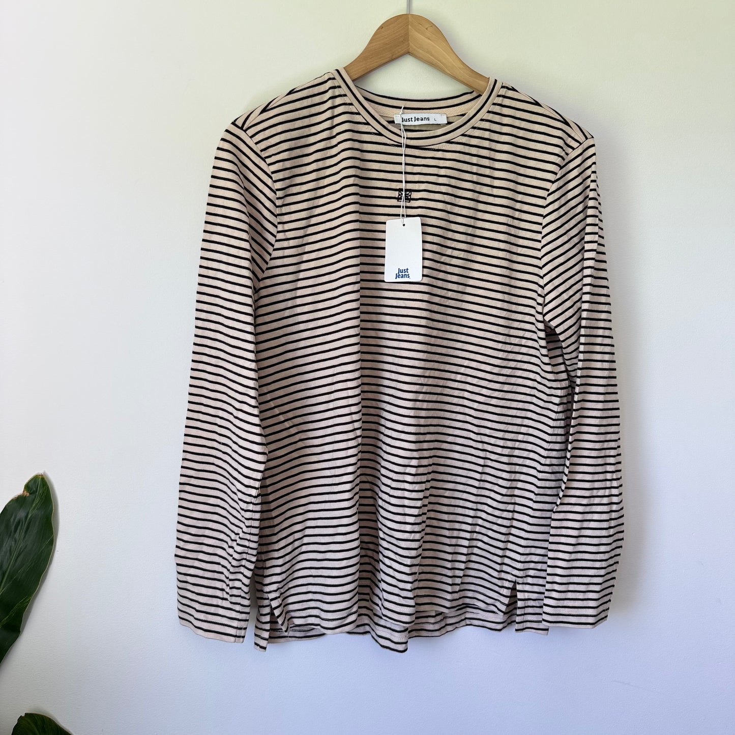 Just Jeans Quality Cotton Breton Stripe Top Size L
