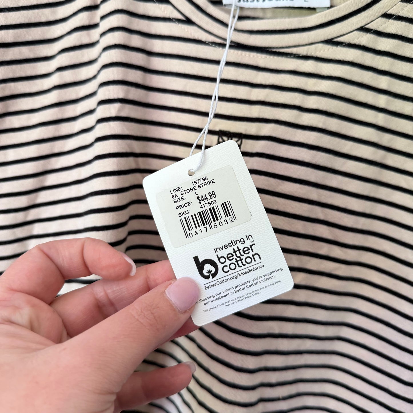 Just Jeans Quality Cotton Breton Stripe Top Size L