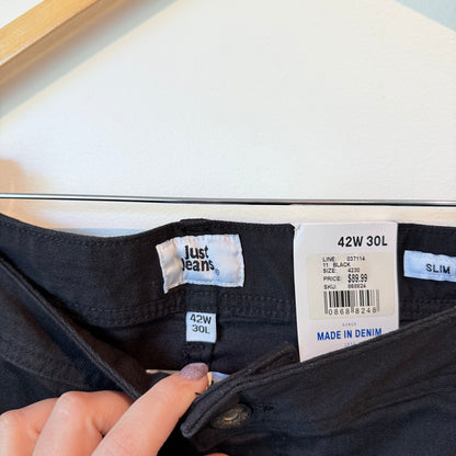 Just Jeans Slim Tapered Power Stretch Denim Black - Size 42W 30L