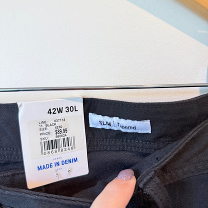 Just Jeans Slim Tapered Power Stretch Denim Black - Size 42W 30L