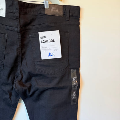 Just Jeans Slim Tapered Power Stretch Denim Black - Size 42W 30L