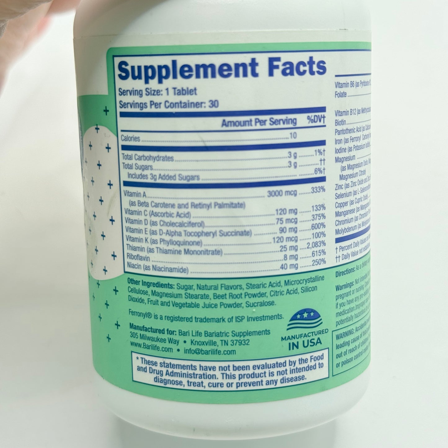 Barilife Just One Chewable – 30-Count Bariatric Multivitamin with Iron