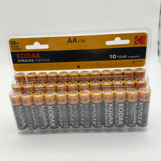 Kodak xtralife alkaline batteries - aa x 36 - general purpose batteries original photo - what’s new stationery