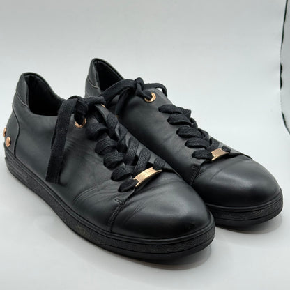 Kathryn Wilson Black Leather & Rose Gold Studded Sneakers - Size 39