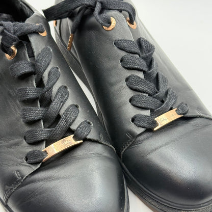 Kathryn Wilson Black Leather & Rose Gold Studded Sneakers - Size 39