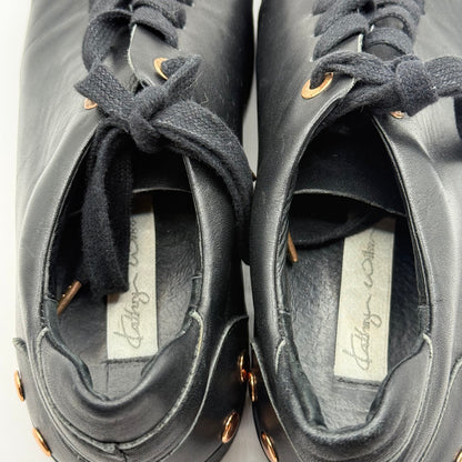 Kathryn Wilson Black Leather & Rose Gold Studded Sneakers - Size 39