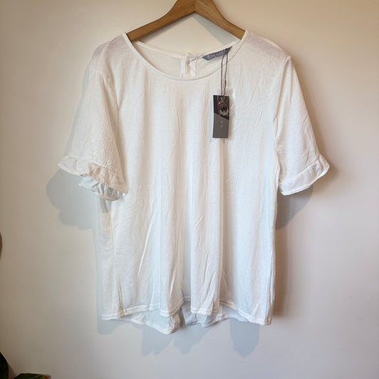 Katies button textured top - size xl white - blouses top women’s apparel