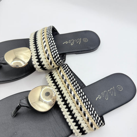Kelia Woven Toe Loop Sandals - Size 6