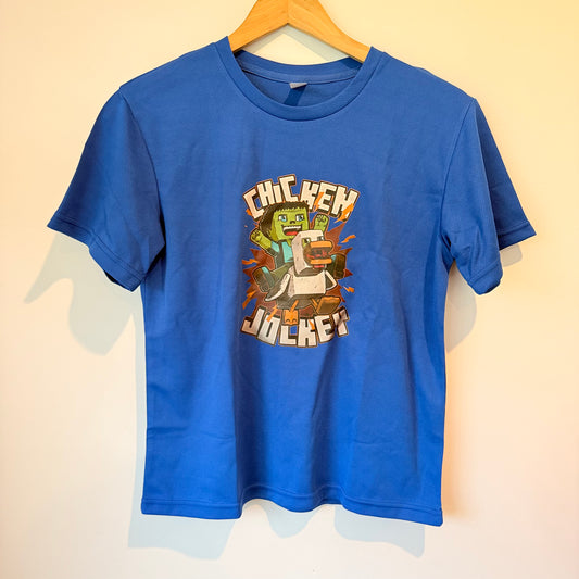 Kid's Blue Minecraft Chicken Jockey Graphic T-Shirt - Size 9-10y