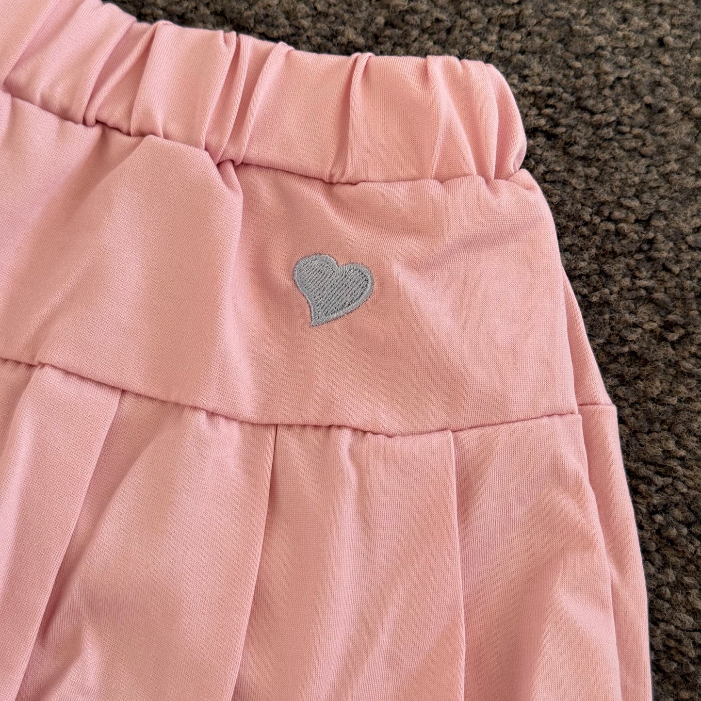 Kids Pleated Skirt Pink and Blue with Heart Detail - Size 2-3