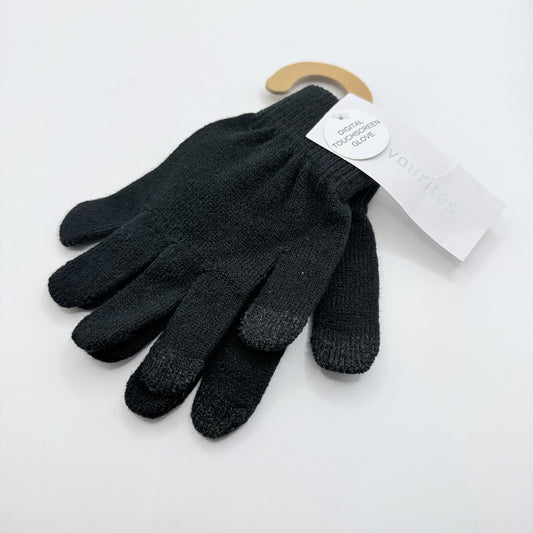 Kids Waffle Touchscreen Gloves Black Size 8-12