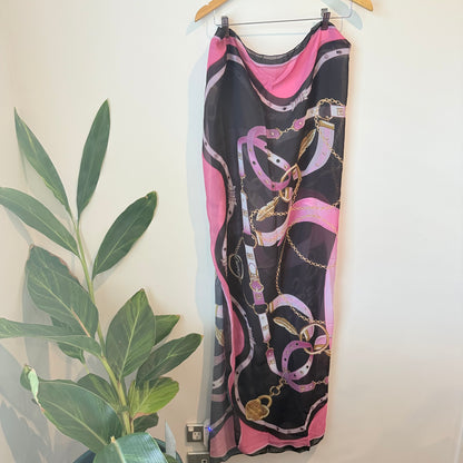 Kim mcqueen curve printed pareo – black and pink - scarves & shawls accessories women’s apparel