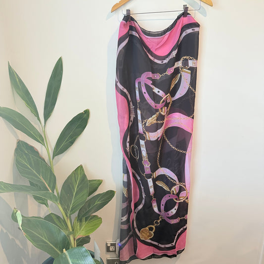 Kim mcqueen curve printed pareo – black and pink - scarves & shawls accessories women’s apparel