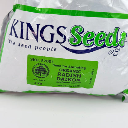 Kings Seeds Organic Daikon Radish Sprouting Seeds (1kg)