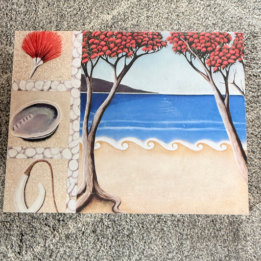 Kiwiana Pohutukawa and Beach Scene Canvas Wall Art 52 cm