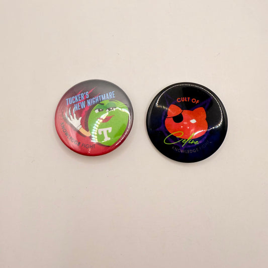 Knowledge fight podcast pinback button set - pinback buttons original photo - what’s new stationery