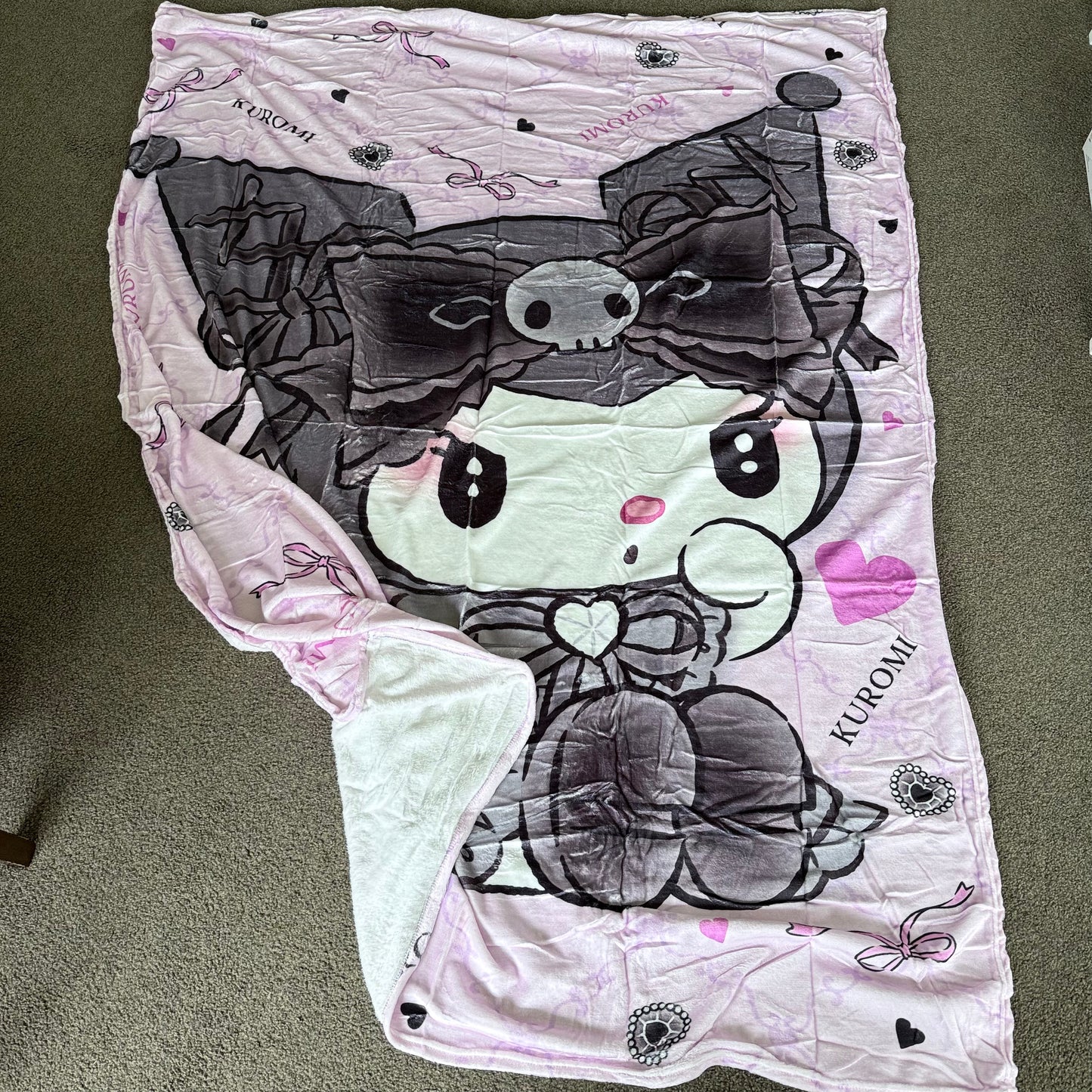 Kuromi Reversible Plush Throw Blanket 150x200cm