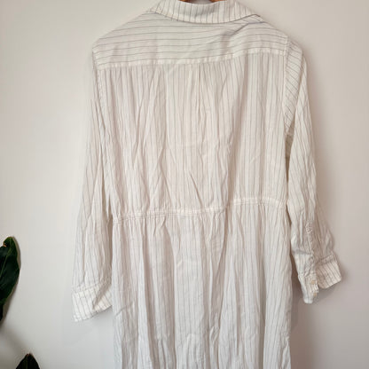 Laing (NZ) Size S White Pinstripe Longline Shirt Dress