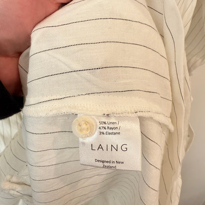 Laing (NZ) Size S White Pinstripe Longline Shirt Dress