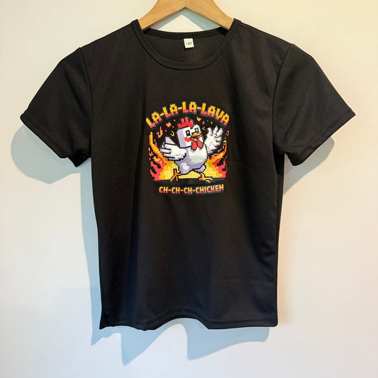 Minecraft Lava Chicken Pixel Black Graphic Tee - Size 6-8Y