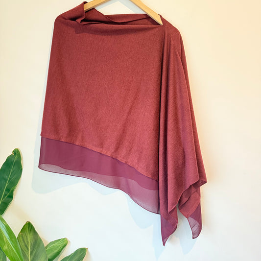 Layered Burgundy Poncho (One Size)