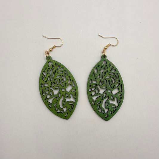 Leaf-Shaped Drop Earrings